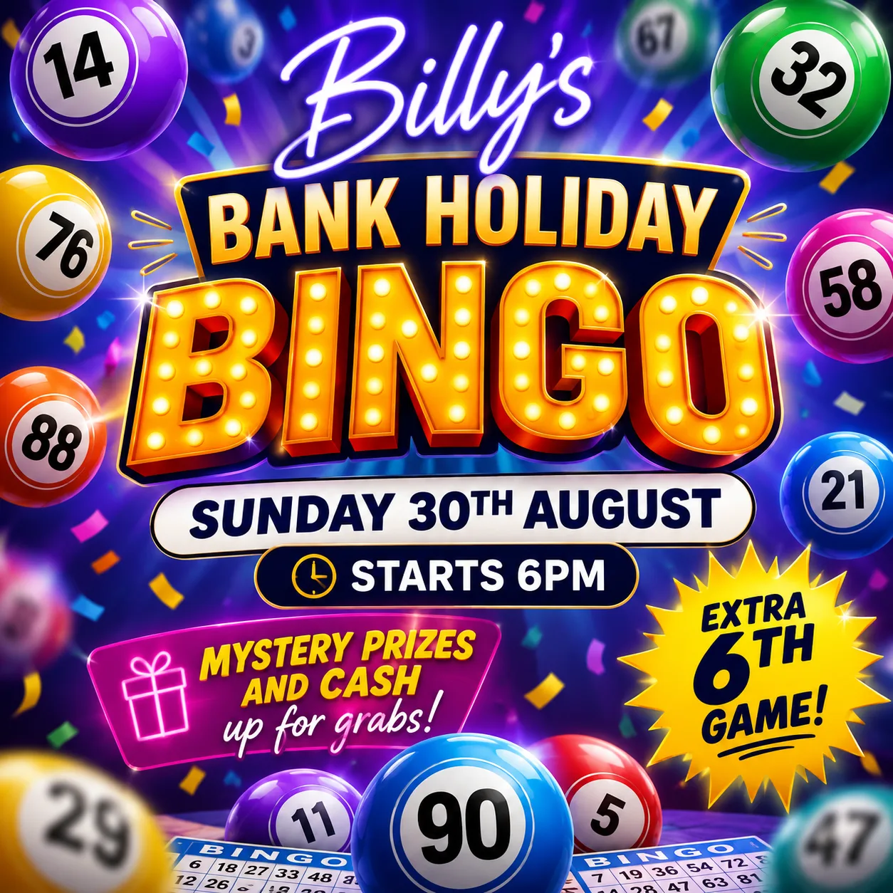 Billy’s Bank Holiday Bingo Special