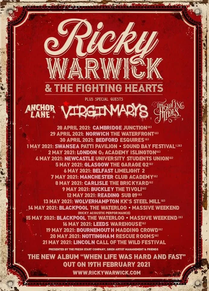 RICKY WARWICK AND THE FIGHTING HEATS, THE VIRGINMARYS & THE HOWLING TIDES