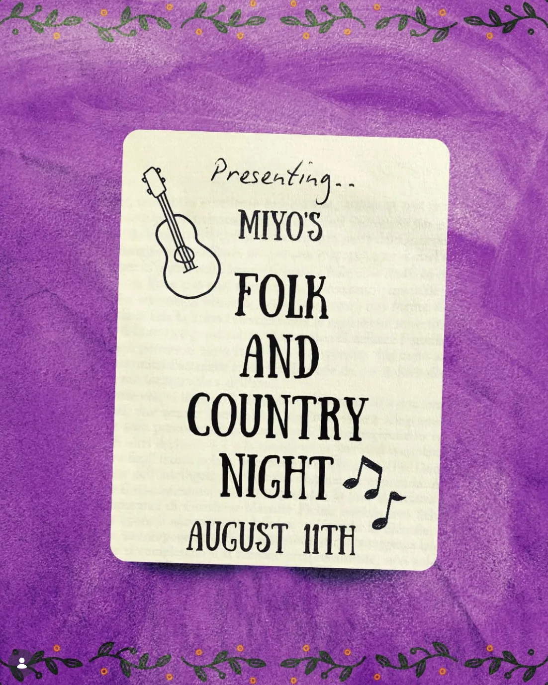 MIYO's folk & country night