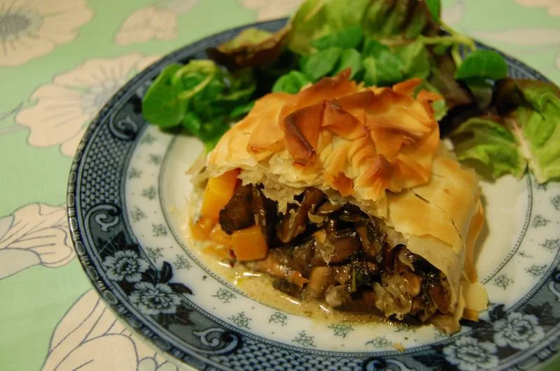 Mushroom and butternut squash studel