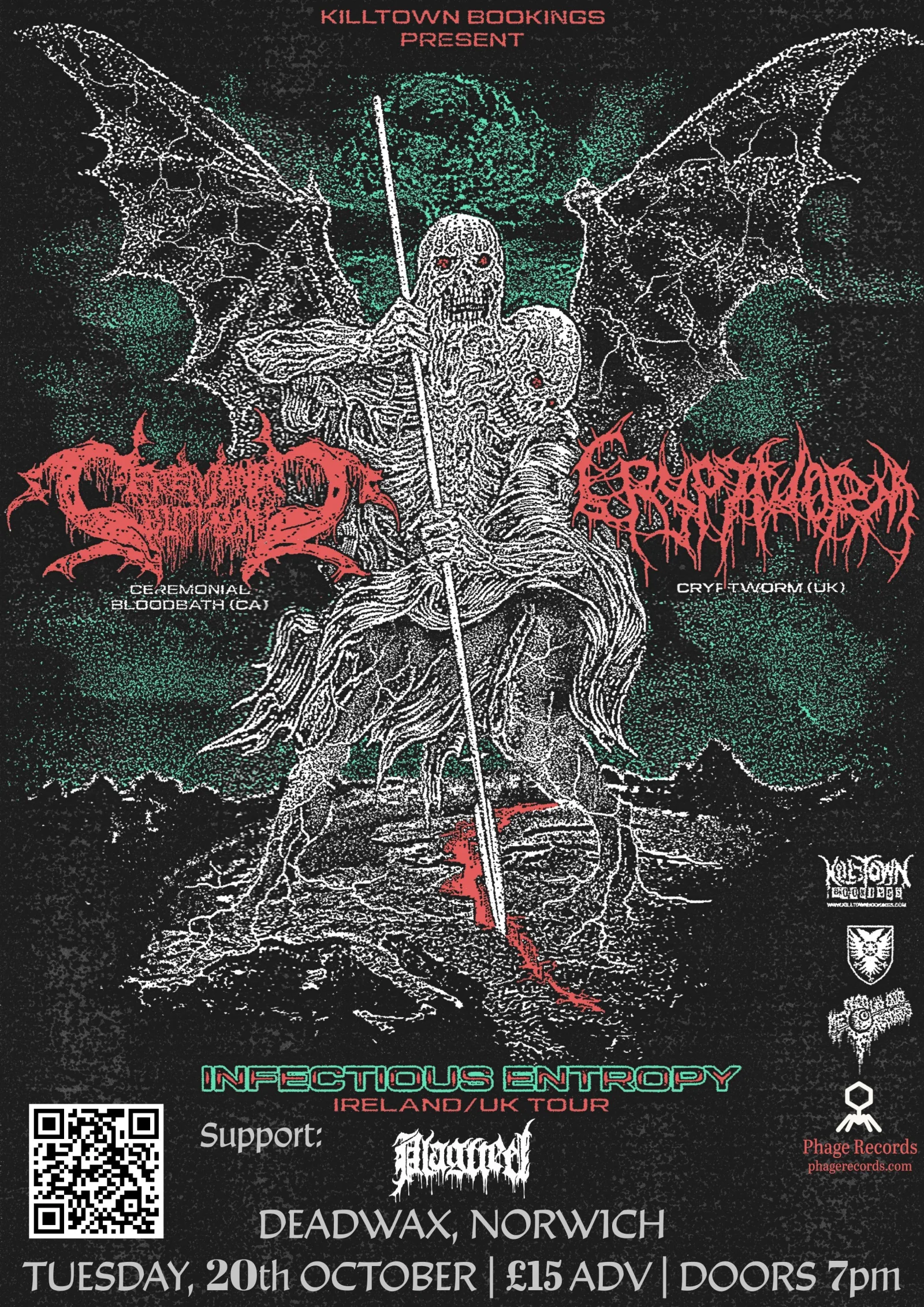phage records & killtown present: ceremonial bloodbath, cryptworm, plagued