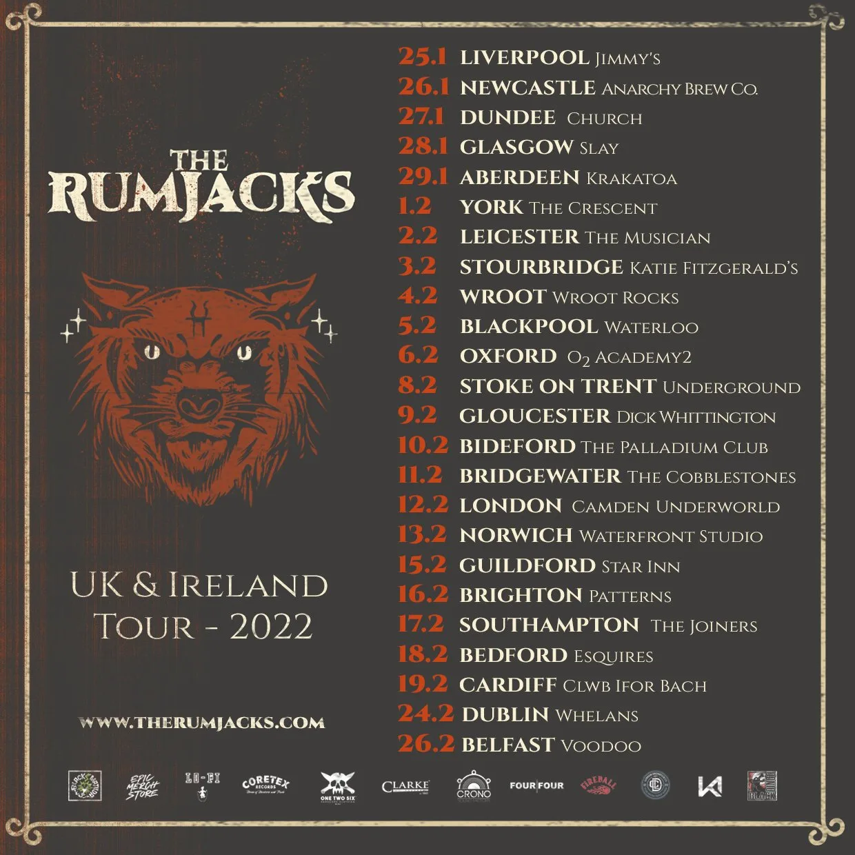 THE RUMJACKS, THE MISTAKES & MICK O’TOOLE