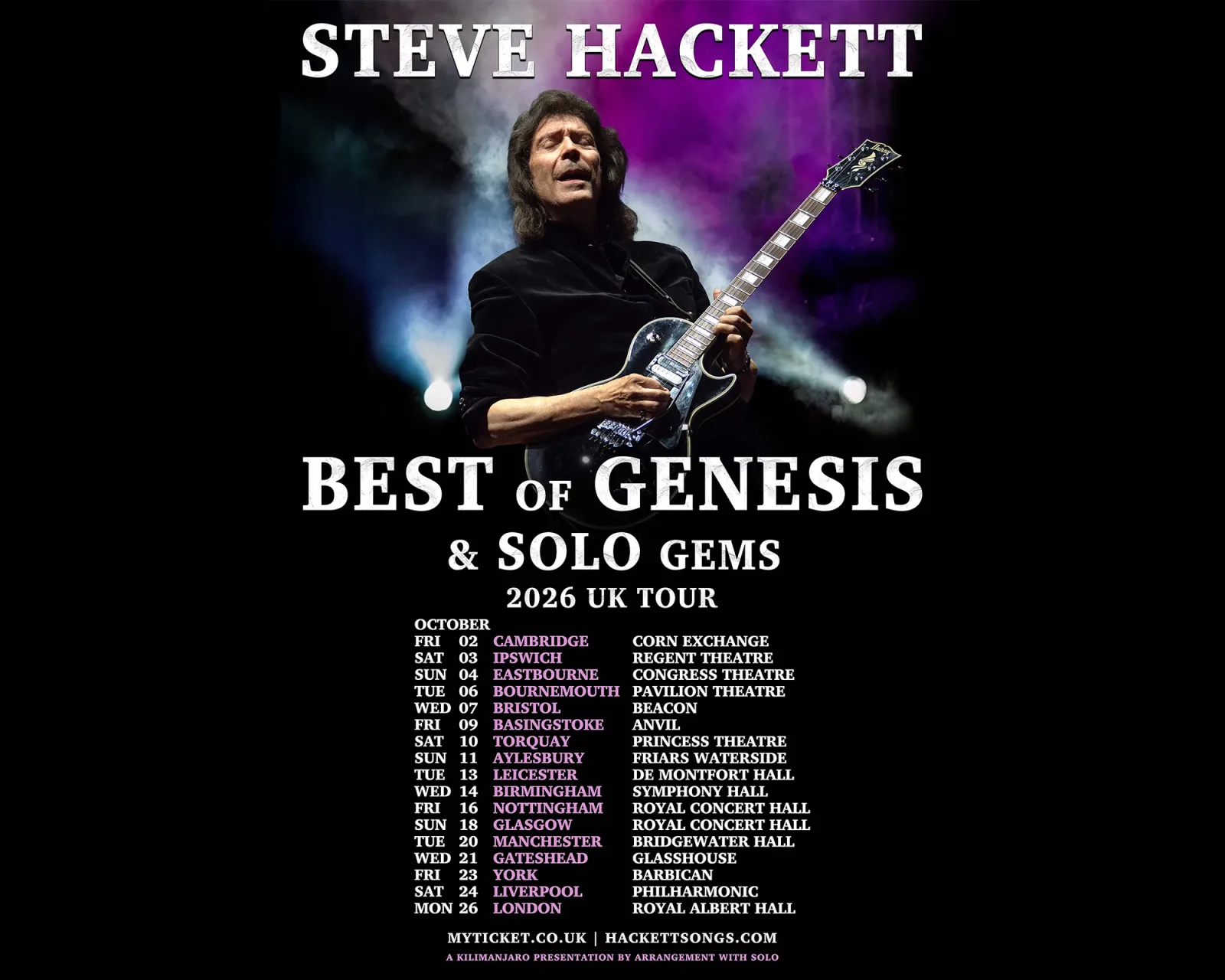 Steve Hackett Best of Genesis And Solo Gems 2026 England and Scotland tour dates