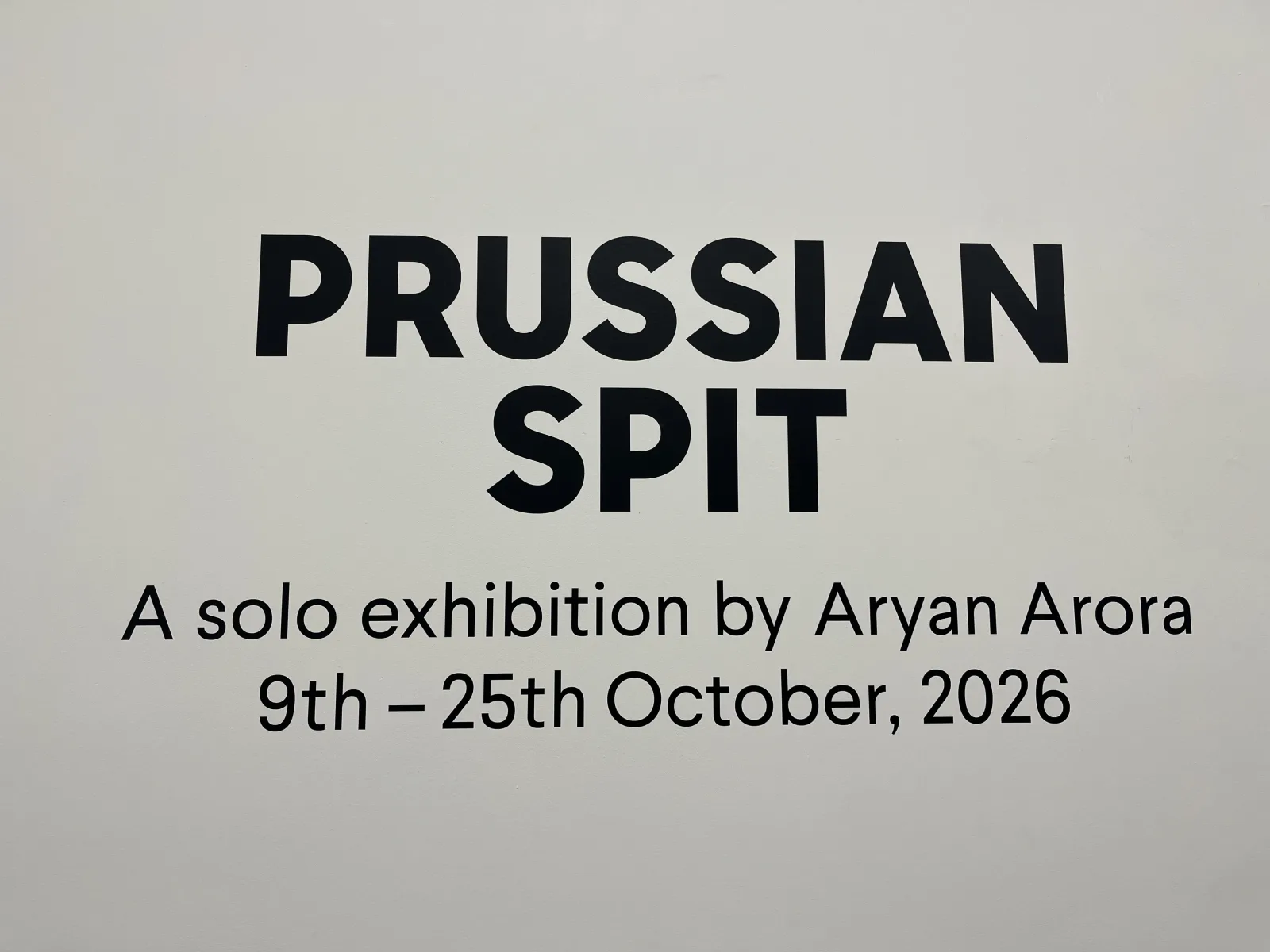 Shug Gallery exhibits Prussian Spit by Aryan Arora